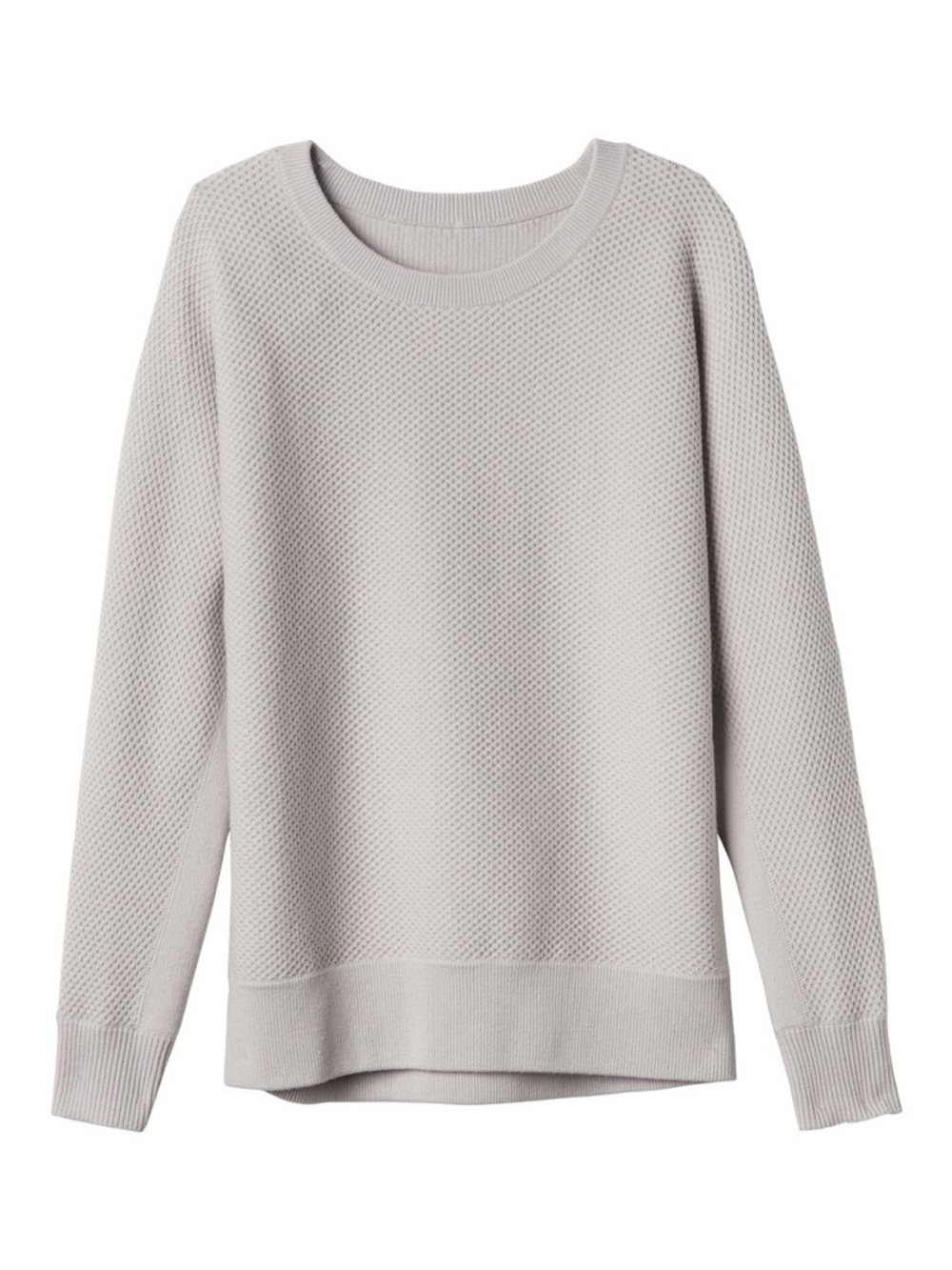 ATHLETA Thermal Honeycomb Dolman Sweater Light Gray Washable Wool